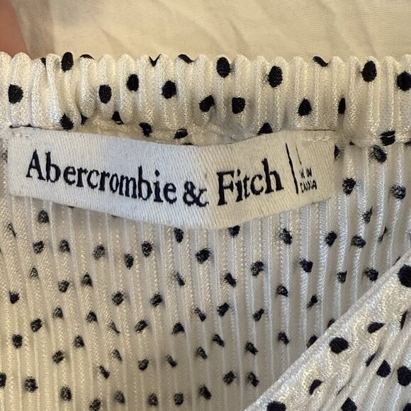 Abercrombie & Fitch Large Sleeveless Babydoll Top Black White Polka Dots Y2K - Picture 5 of 8